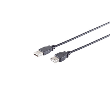 USB-A Verlängerungskabel, 2.0, schwarz, 1m