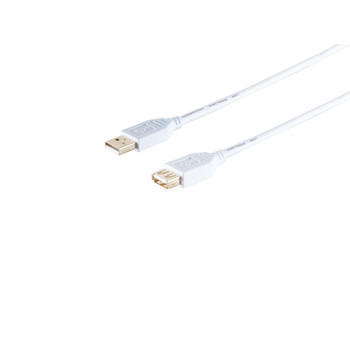USB-A Verlängerungskabel, 2.0, gold, weiß, 1,8m