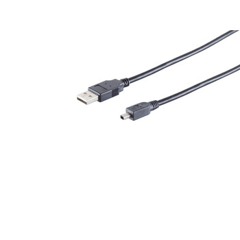 USB-A Adapterkabel, Mini-B 4p, 2.0, schwarz, 1m