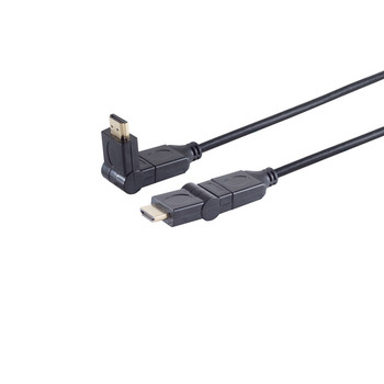 HDMI Kabel, 4K, verg., 2x winkelbar, schwarz, 2m