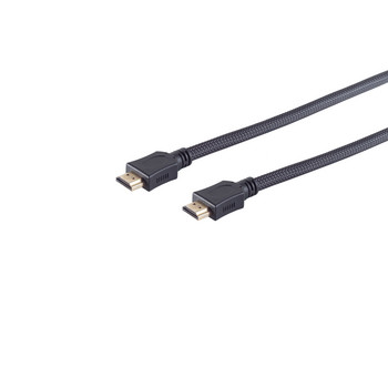 HDMI Kabel, verg., Nylon, schwarz, 10m